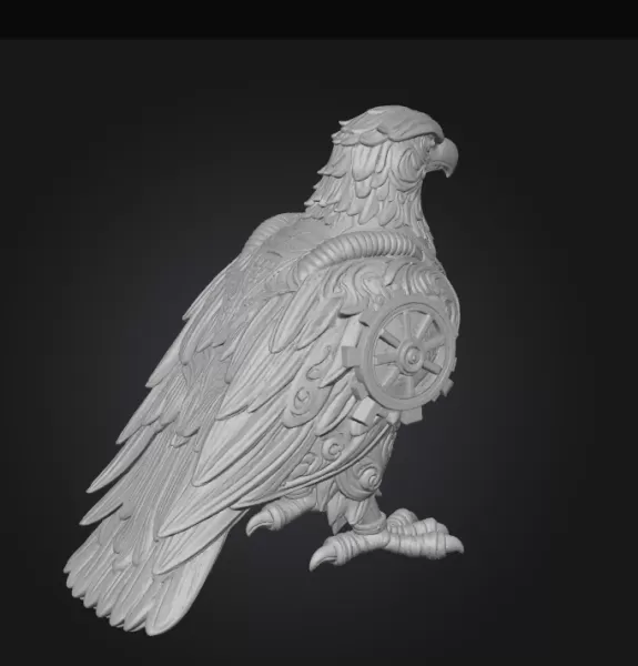 Armored Eagle — Ornate Steampunk Statue (STL) - Model preview 4