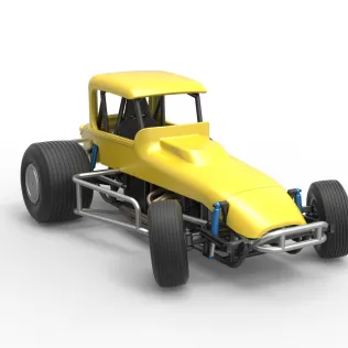 Vintage Sprint car while turning Version 2 Scale 1:25 - Model thumbnail 24