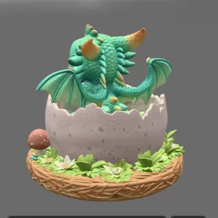 Baby Dragon in Egg – STL File for 3D Printing - Model thumbnail 5