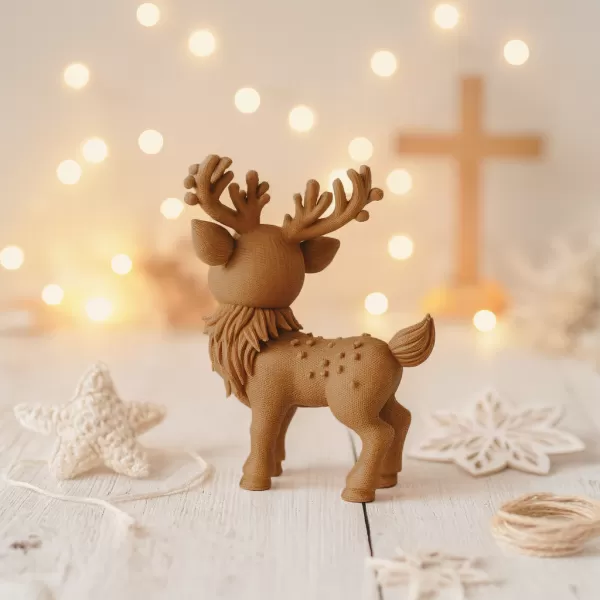Magic Christmas Deer Figure | Cute Reindeer Sculpture | Holiday - Model preview 4