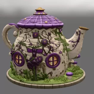 Enchanted Teapot Cottage STL File for 3D Print - Model thumbnail 12