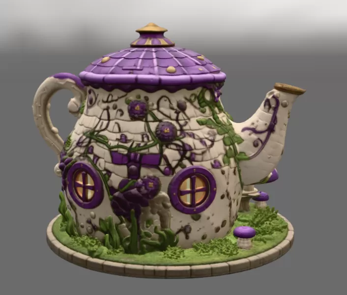 Enchanted Teapot Cottage STL File for 3D Print - Model preview 12