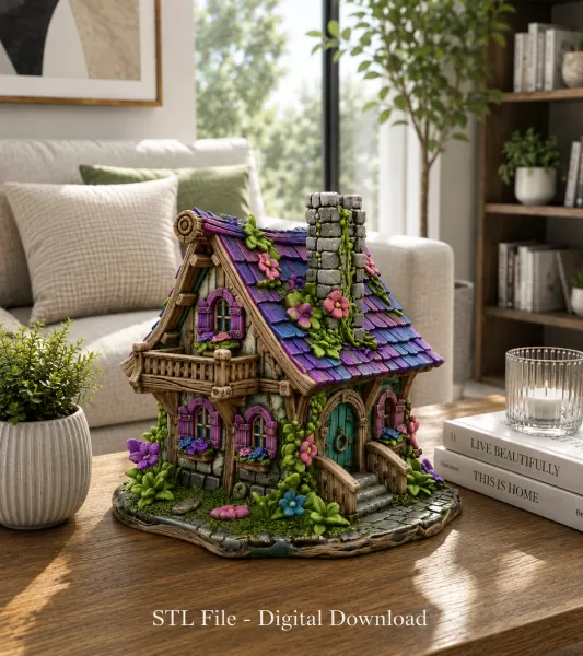 Enchanted Bloom Cottage STL File for 3D Printing - Model preview 2
