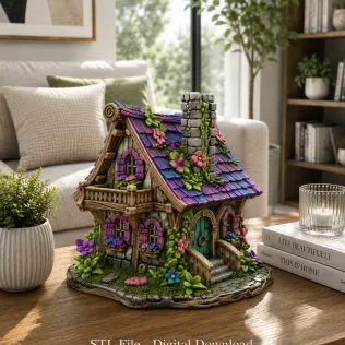 Enchanted Bloom Cottage STL File for 3D Printing - Model thumbnail 2