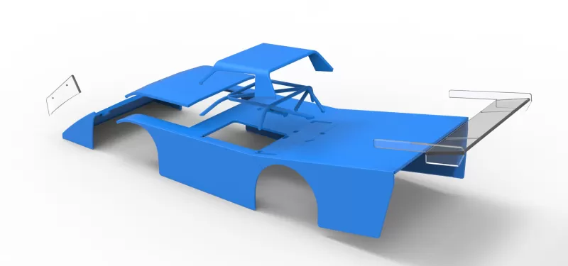 Shell of Vintage Dirt late model Race car Version 5 Scale 1:25 - Model preview 25