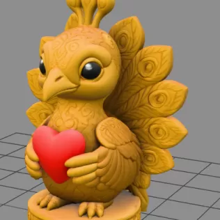 Peacock Heart Charm - STL file