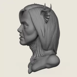 Woman Horror Face Bust Print Ready 3D Model - Model thumbnail 3