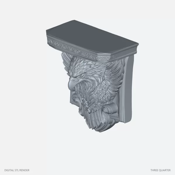Eagle Head Winged Corbel Sculpture - STL - Model preview 2