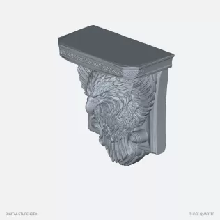 Eagle Head Winged Corbel Sculpture - STL - Model thumbnail 2