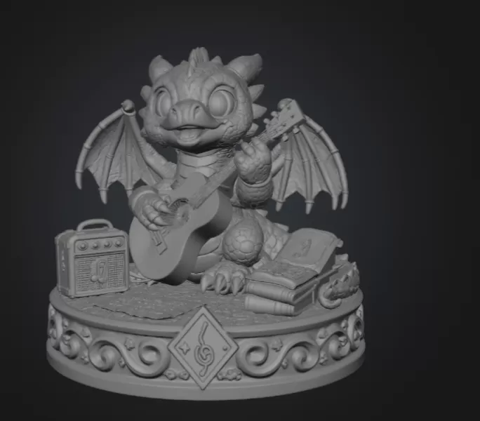 Baby Dragon Bard STL File for 3D Print - Model preview 7