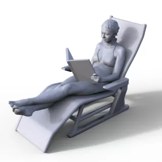 Figure woman in deck chair for ship model