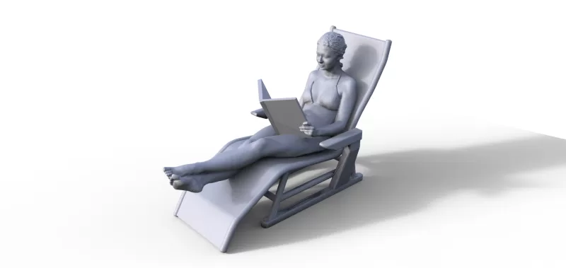 Figure woman in deck chair for ship model - Model preview 1