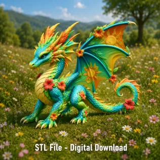 Summer Bloom Dragon STL File for 3D Print - Model thumbnail 2