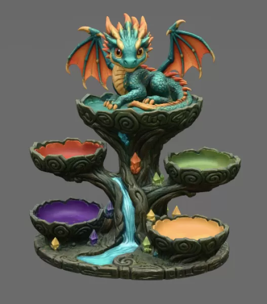 Baby Dragon Organizer Tree STL File for 3D Print - Model preview 6