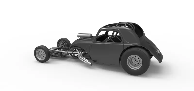 Front engine old school dragster with shell V11 Scale 1:25 - Model preview 12