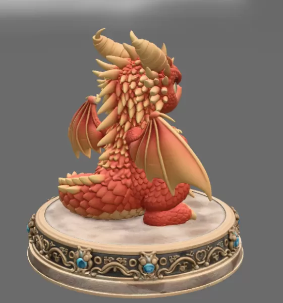 Grumpy Guardian Dragon STL File 3D Print - Model preview 5