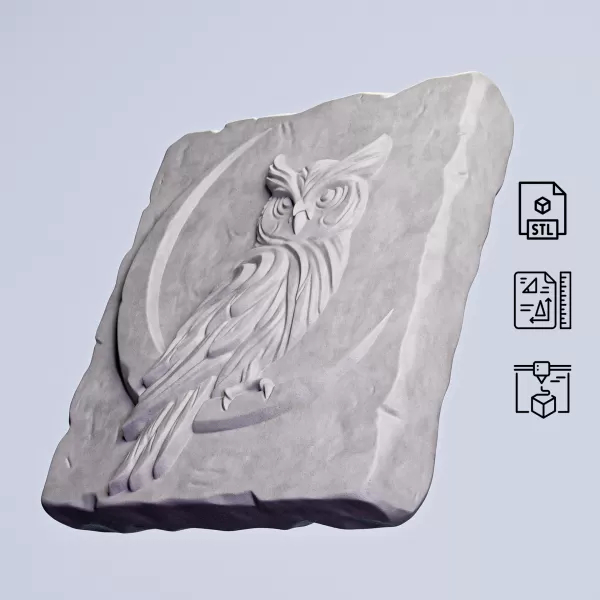 Owl Stone Relief #RoZ - Model preview 5