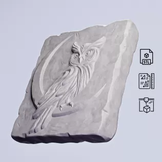 Owl Stone Relief #RoZ - Model thumbnail 5