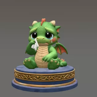Cute Crying Baby Dragon STL File for 3D Printing - Model thumbnail 3