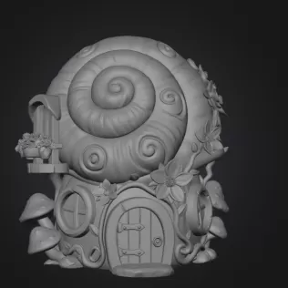 Enchanted Snail Shell Cottage STL File 3D Printable - Model thumbnail 7