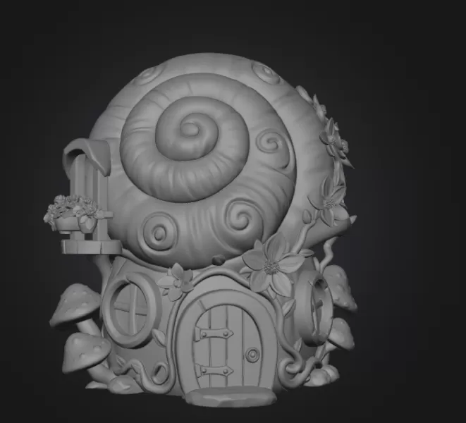 Enchanted Snail Shell Cottage STL File 3D Printable - Model preview 7