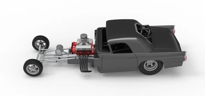 Front engine old school dragster with shell V12 Scale 1:25 - Model preview 10