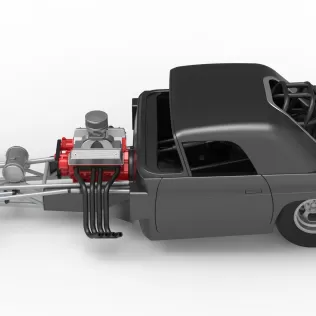 Front engine old school dragster with shell V12 Scale 1:25 - Model thumbnail 10