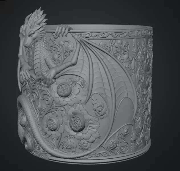 Ruby Rose Dragon Planter STL File for 3D Print - Model preview 14