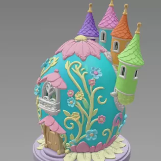 Fantasy Egg Castle House - STL File 3D Printable - Model thumbnail 4