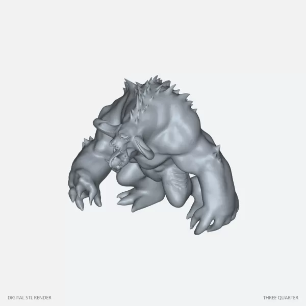 Horned Brute Demon - STL - Model preview 1