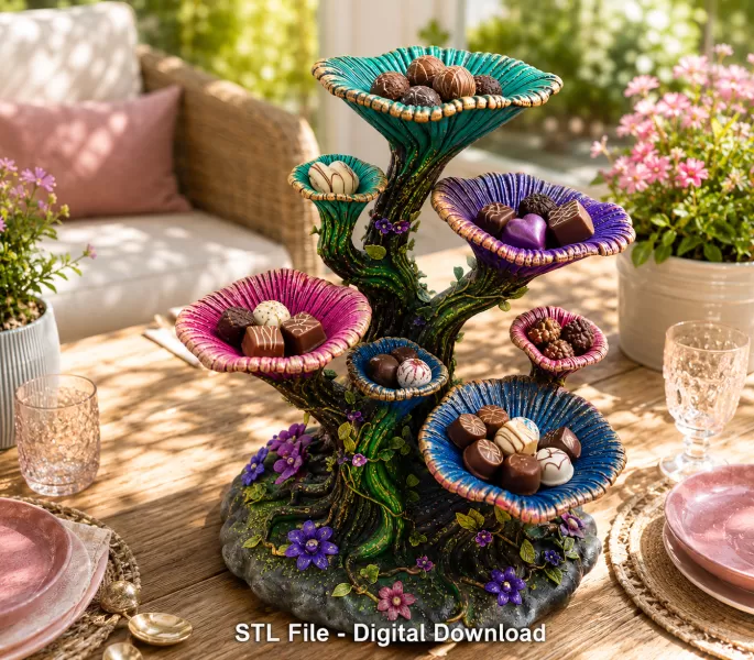 Enchanted Floral Tree Organizer STL File for 3D Print - Model preview 4