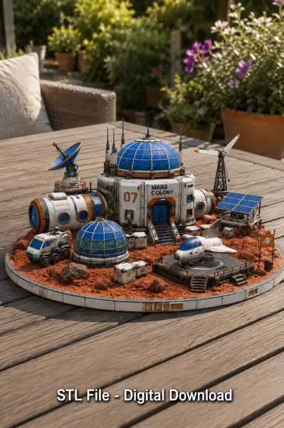 Mars Colony Command Base STL File for 3D Print - Model preview 3