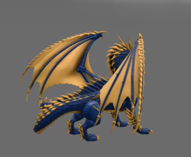 Azure Royal War Dragon STL File for 3D Print - Model preview 9