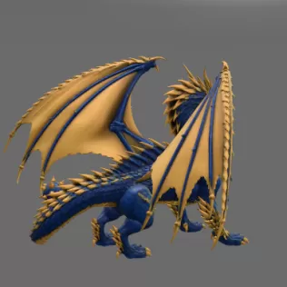 Azure Royal War Dragon STL File for 3D Print - Model thumbnail 9