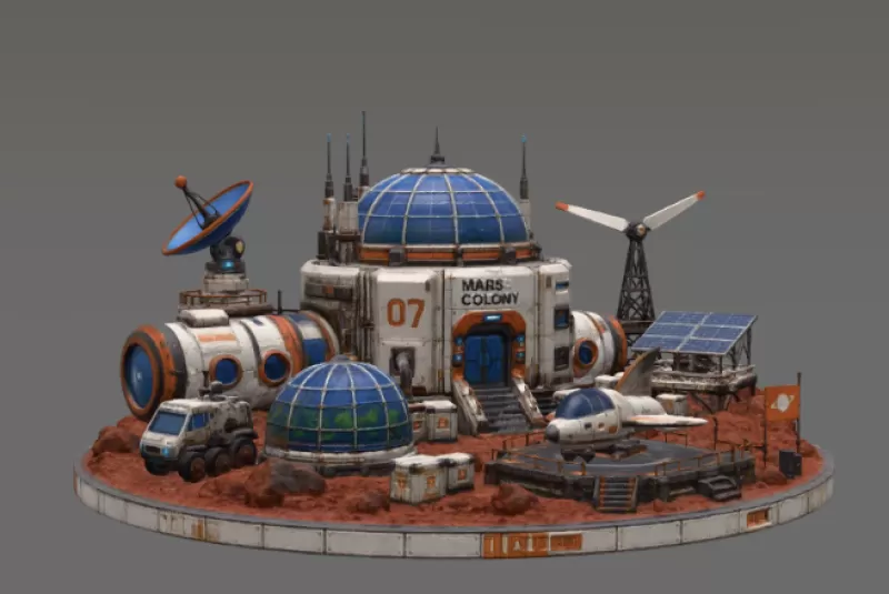 Mars Colony Command Base STL File for 3D Print - Model preview 6