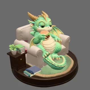 Lazy Dragon STL File for 3D Printing - Model thumbnail 7