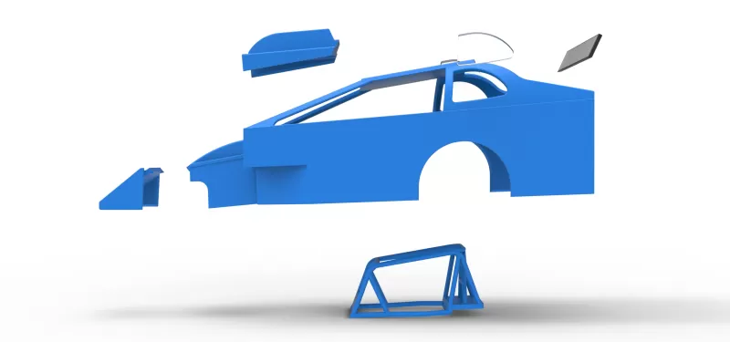Shell of Northeast Dirt Modified stock car Version 2 Scale 1:25 - Model preview 20