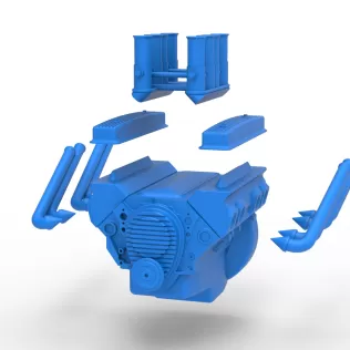 Engine V8 for vintage dragster Version 10 Scale 1:25 - Model thumbnail 14