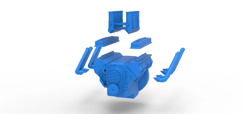 Engine V8 for vintage dragster Version 10 Scale 1:25 - Model preview 14