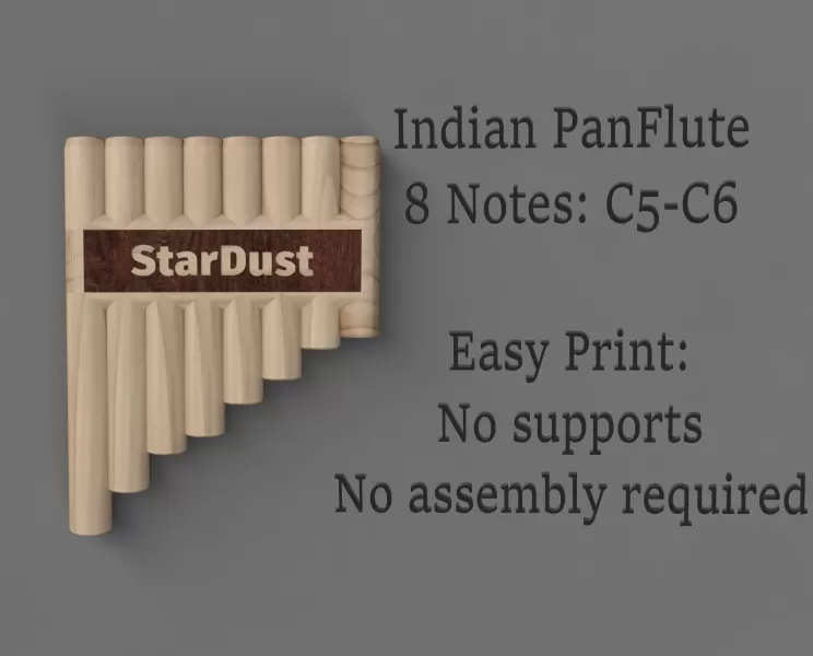 Indian Pan Flute V2 – One-Piece Instrument (C5 → C6) - Model preview 1
