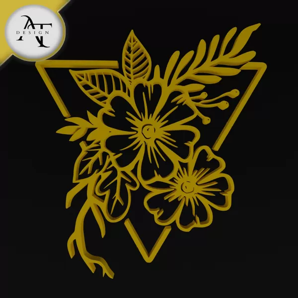 Flowers- Line Art - 2D Wall Art Decor - Model preview 1