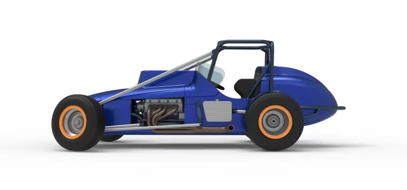 Dirt Silver Crown Champ car while turning Scale 1:25 - Model preview 9