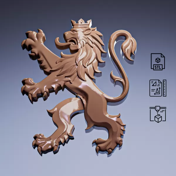 Crowned Heraldic Lion Emblem #RoZ - Model preview 2