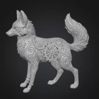 Steampunk Fox Figurine – Highly Detailed 3D Model - Model thumbnail 2