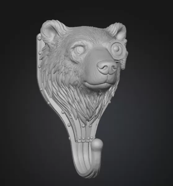 🐻 Steampunk Bear Wall Hook – 3D Print Model (STL) - Model preview 5