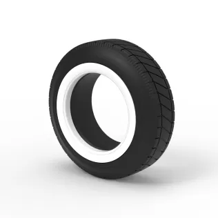 Vintage dirt Whitewall tire Scale 1:25 - Model thumbnail 7