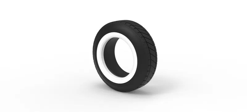 Vintage dirt Whitewall tire Scale 1:25 - Model preview 7