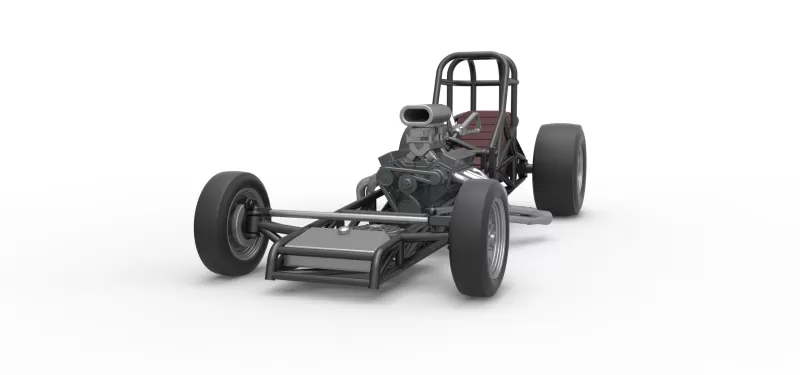 Vintage Front engine dragster Base Version 4 Scale 1:25 - Model preview 5