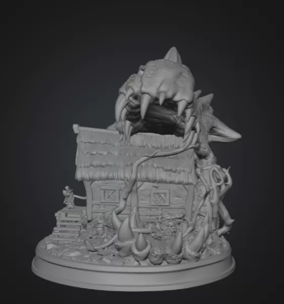 Dragon Skull Cottage STL File for 3D Print - Model preview 9