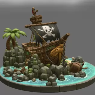 Pirate Treasure Island Shipwreck STL File for 3D Print - Model thumbnail 11
